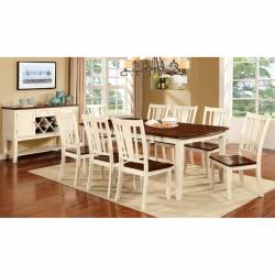Dover 9  Pc Set Vintage White & Cherry (Dining Table + 8 Side Chair)